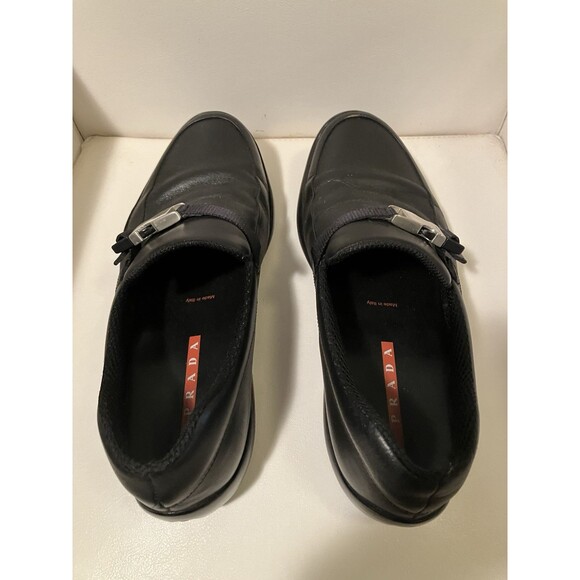 Prada Men’s Leather Driving Loafers w/ Silver Buckle main image 4
